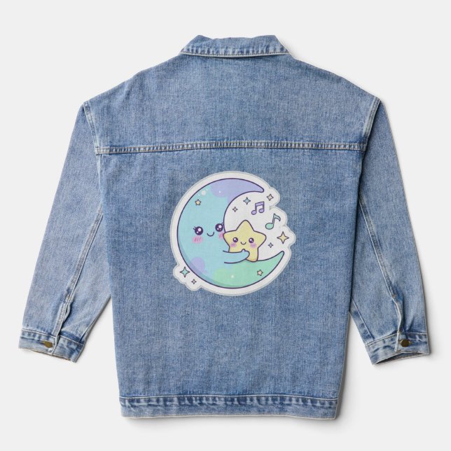 Veste En Jean Elegant Sleeping Moon & Stars Women's Denim Jacket (Verso)