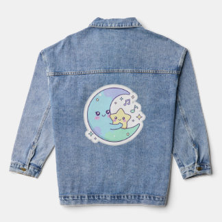 Veste en jean élégante pour femmes Lune et Étoiles