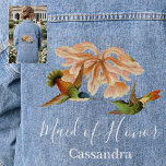 Veste En Jean Élégante servante d'honneur de colibri Mariage<br><div class="desc">Maid of Honor Elegant Vintage Hummingbird Aquarelle Mariage Blue Jean Denim Veste</div>