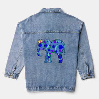 Veste En Jean Eléphant couronné avec fille Pois