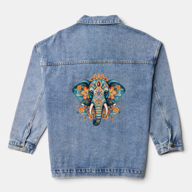 Veste En Jean Éléphant de style bohème (Verso)