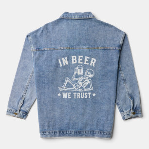 Veste En Jean En bière, nous avons confiance squelette Beer Pong