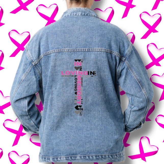 Veste En Jean En mémoire d'amour croix rose Denim Jean Jacket (Créateur téléchargé)