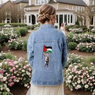 Veste En Jean Enfant avec le drapeau de Keffiyeh Palestine