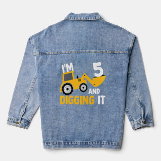 Veste En Jean Enfants I'm 5 Et creuser la construction Excavateu
