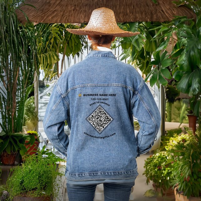 Veste En Jean Entreprise QR Code Marketing Promotion personnalis (Business Company QR Code Marketing Promote Custom Denim Jacket is great to promote your business. )