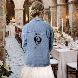 Veste En Jean Épée de dragon de fantasy noir audacieux Roses rou