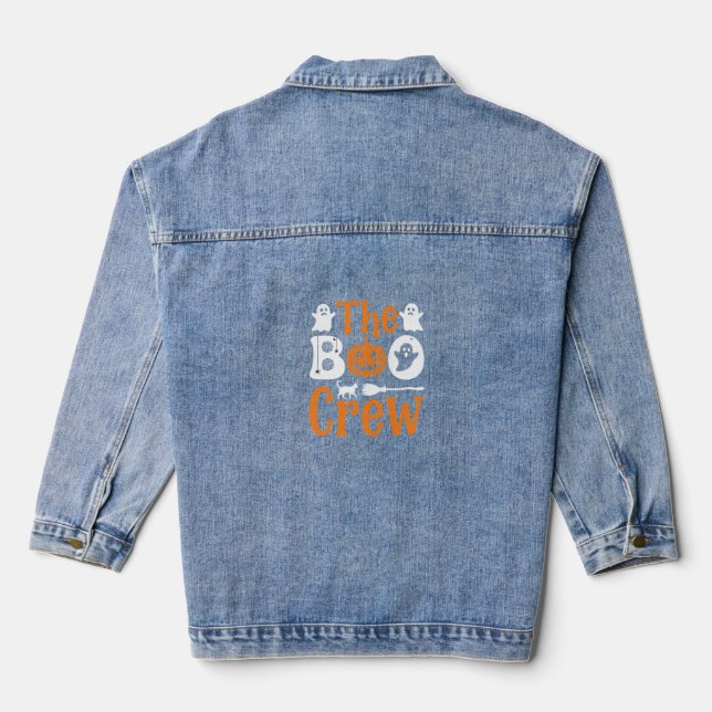 Veste En Jean Équipe de fantômes de citrouille de chat de concep (Verso)