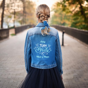 Veste En Jean "Équipe de la mariée" Demoiselles d'honneur Témoin