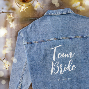 Veste En Jean Équipe de la mariée Nom personnalisé Mariage