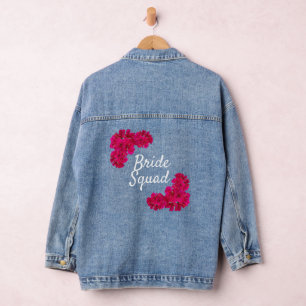 Veste En Jean Équipe de mariée aux fleurs roses