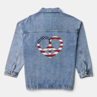 Veste En Jean États-Unis Drapeau Coeur de la Paix