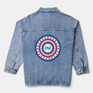 Veste En Jean États-Unis Rouge, Blanc, Bleu Étoiles Initiales ou