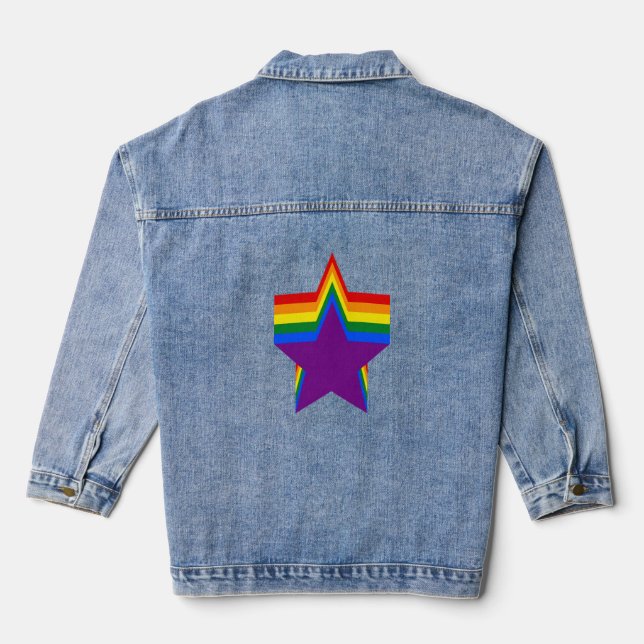Veste En Jean étoiles de fierté arc-en-ciel (Verso)