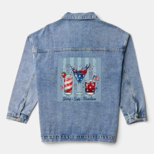 Veste En Jean Étoiles patriotiques sirotent la liberté