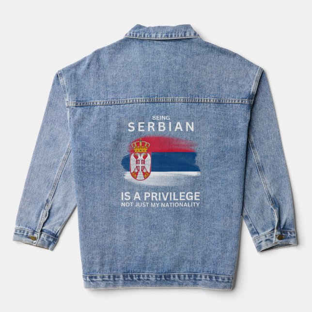 Veste En Jean Être Serbe Est Un Privilège (Verso)