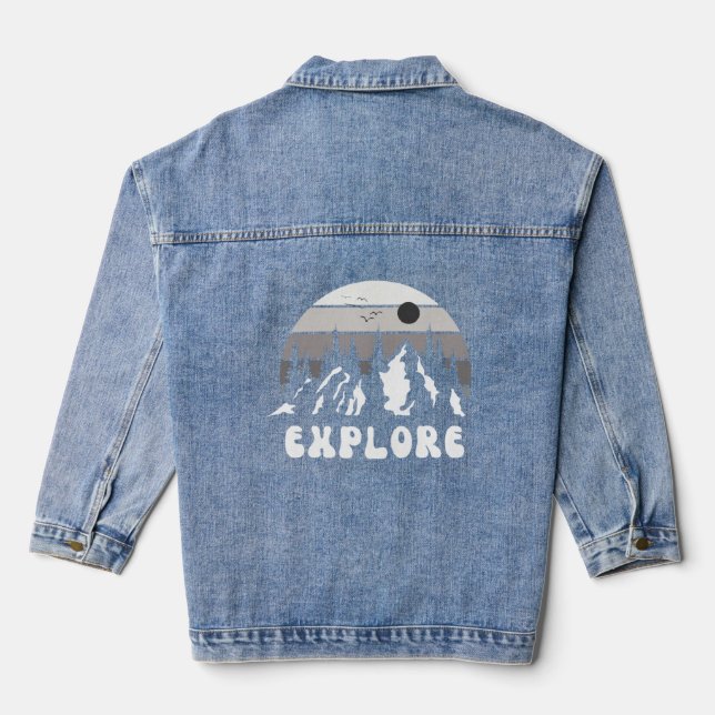 Veste En Jean Explorez Mountain Nature Randonnée Camping Travel  (Verso)