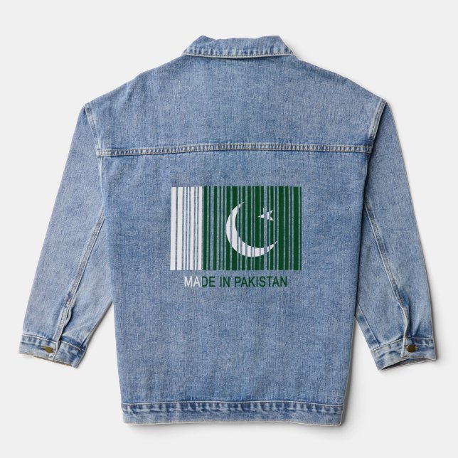Veste En Jean Fabriqué au Pakistan Indicateur Code à barres (Verso)