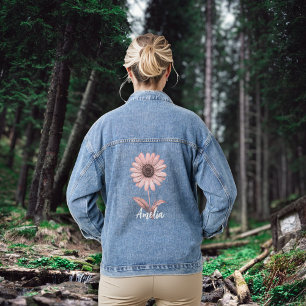 Veste En Jean Faisée rose personnalisée