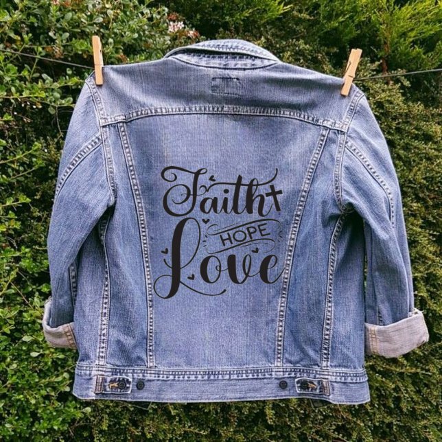Veste En Jean Faith Hope Love Christian Cross Girl (Créateur téléchargé)