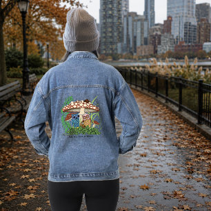Veste En Jean Famille de hiboux fantaisistes Champignon de forêt