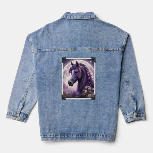 Veste En Jean Fantaisie de Lune Cheval Violet,