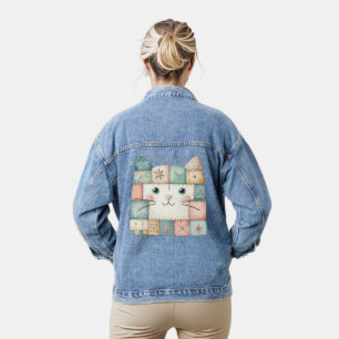 Veste En Jean Faux Patchwork Pastel Cottage Kitty Visage
