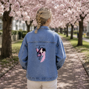Veste En Jean Fée Rose Fantaisiste Note de Musique Bleue