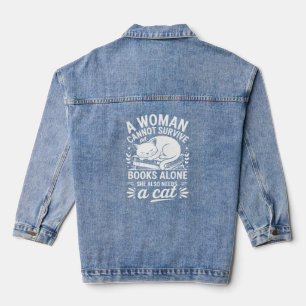 Veste En Jean Femme qui aime les livres et les chats