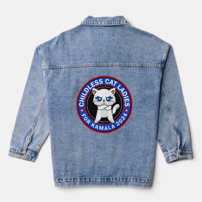 Veste En Jean Femmes de chats sans enfants pour Kamala Democrats (Verso)