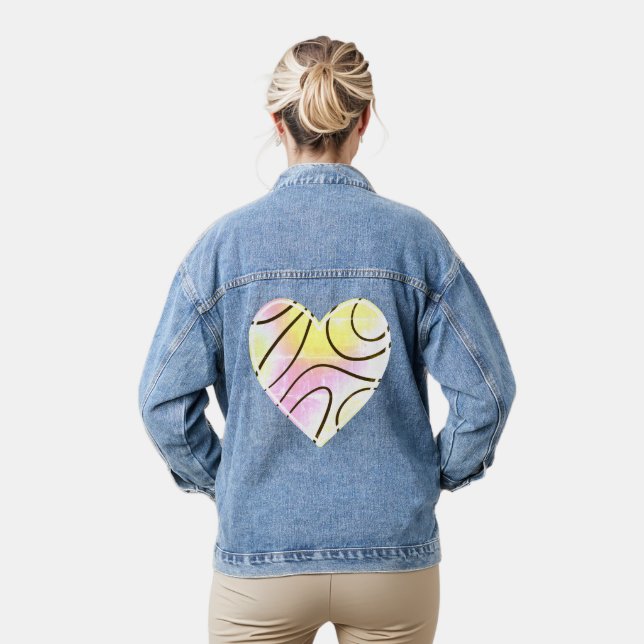 Veste En Jean Femmes du coeur rétro (Modèle)