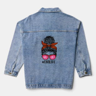 Veste En Jean Femmes Infirmière vie RN LPN CNA Messy Bun