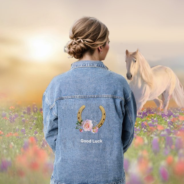 Veste en jean fer à cheval avec fleurs (Créateur téléchargé)