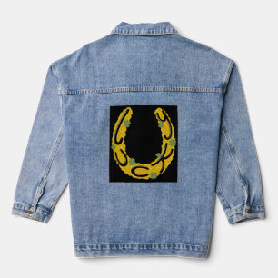 Veste En Jean Fer à cheval chanceux recouvert de pièces d'or et 