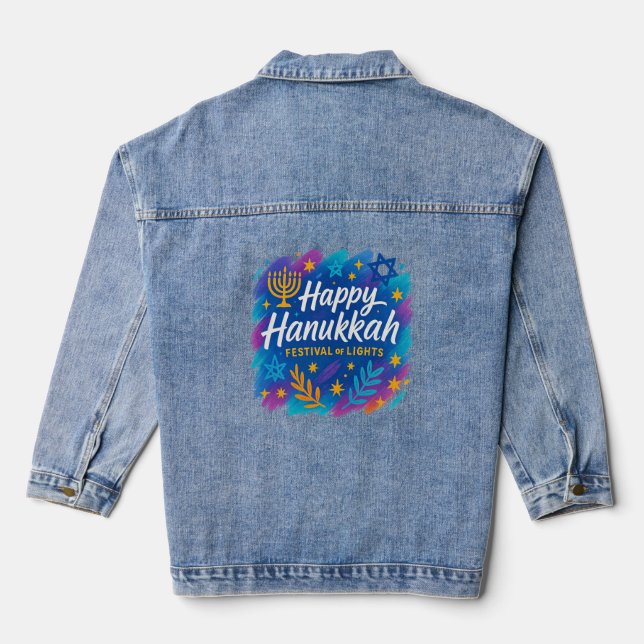 Veste En Jean Festival of Lights Menorah Design – Women’s Denim  (Verso)
