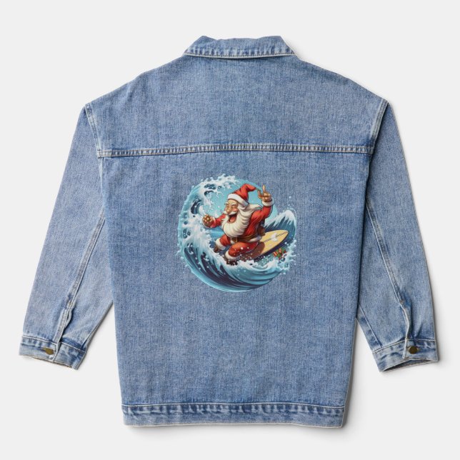 Veste En Jean Festive Noël Surf Père Noël (Verso)