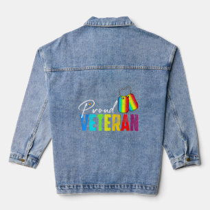 Veste En Jean Fier vétéran transfusionnel Militaire LGBTQ Rainbo