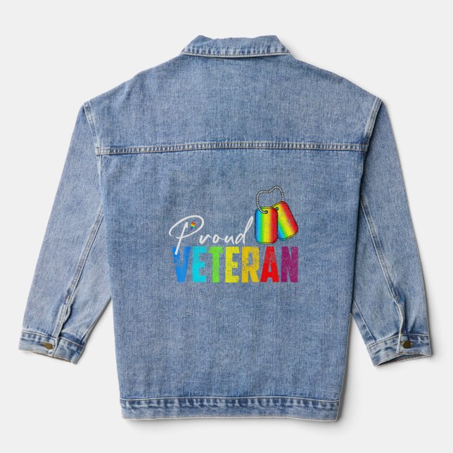 Veste En Jean Fier vétéran transfusionnel Militaire LGBTQ Rainbo (Verso)