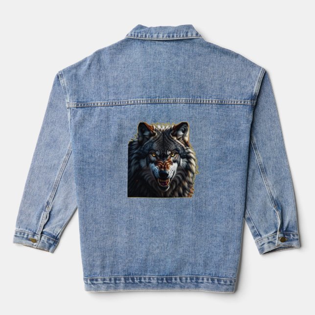 Veste En Jean Fierce Wolf – Symbol of Strength and Freedom (Verso)