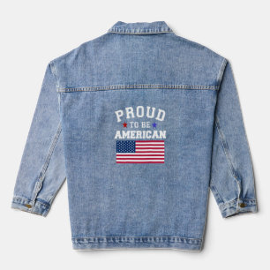Veste En Jean Fière d'être américaine Patriotique Drapeau USA 4