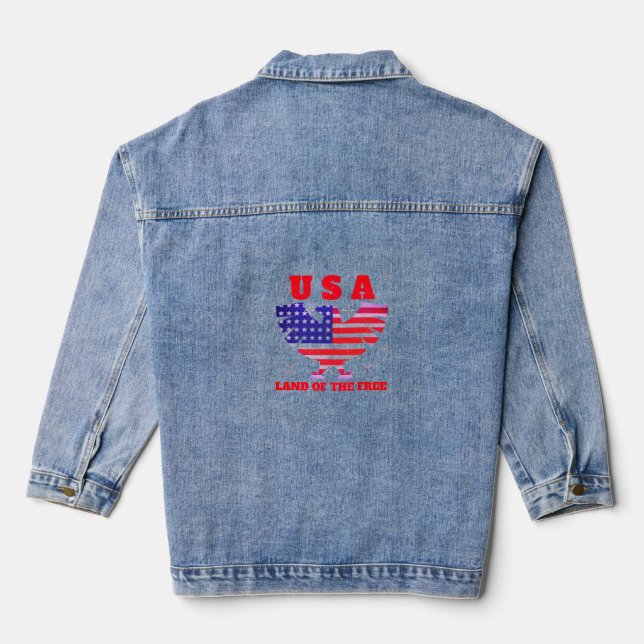 Veste En Jean "Fièrement Américain : Pays des Libres" (Verso)