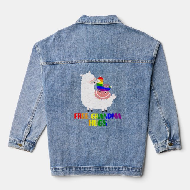 Veste En Jean Fierté LGBT Grandma Grandma Hugs Llama Rainbow Fam (Verso)