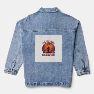 Veste En Jean Fille aime Halloween Sorcière Citrouilles Chauves-