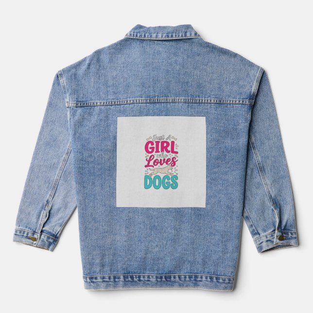 Veste En Jean Fille aime les chiens Typographie de gravure vinta (Verso)