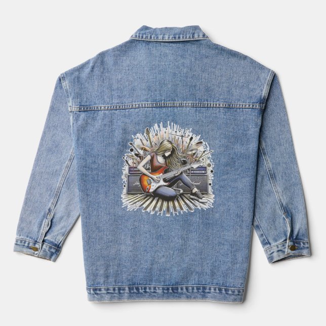Veste En Jean Fille avec des vibes musicales (Verso)