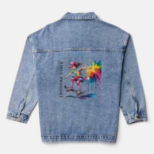 Veste En Jean Fille Colorée en Planche à Roulettes Anniversaire