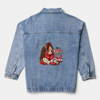 Veste En Jean Fille de Noël, Collection de Chats Designs de Fête