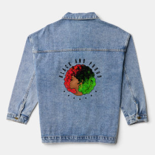 Veste En Jean Fille noire panafricaine femme rouge vert fierté a