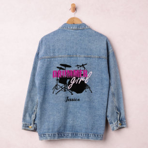 Veste En Jean Fille tambour Prénom Violet Black Illustration