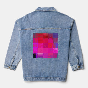 Veste En Jean Filles aux rayons X Grille d'art de glitch Rose Ch